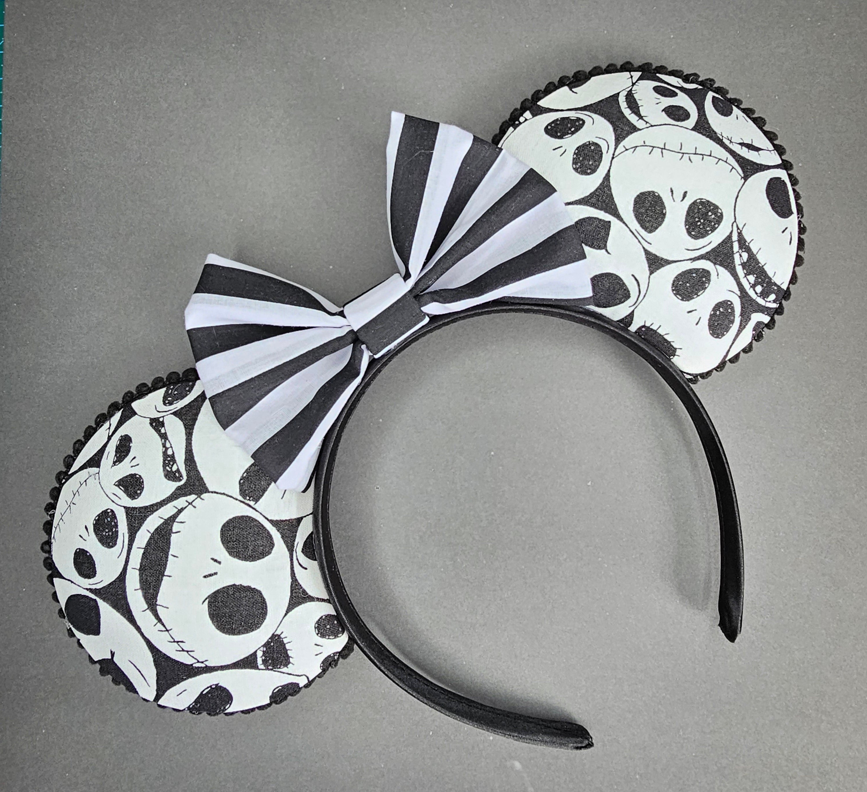 NBC Jack skellington print - mouse ears headband