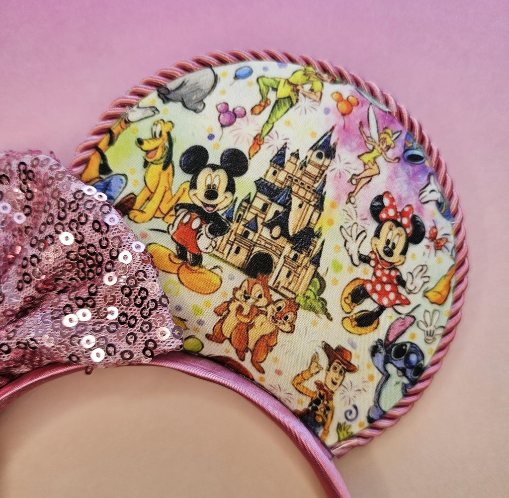 Magic kingdom castle print- mouse ears headband