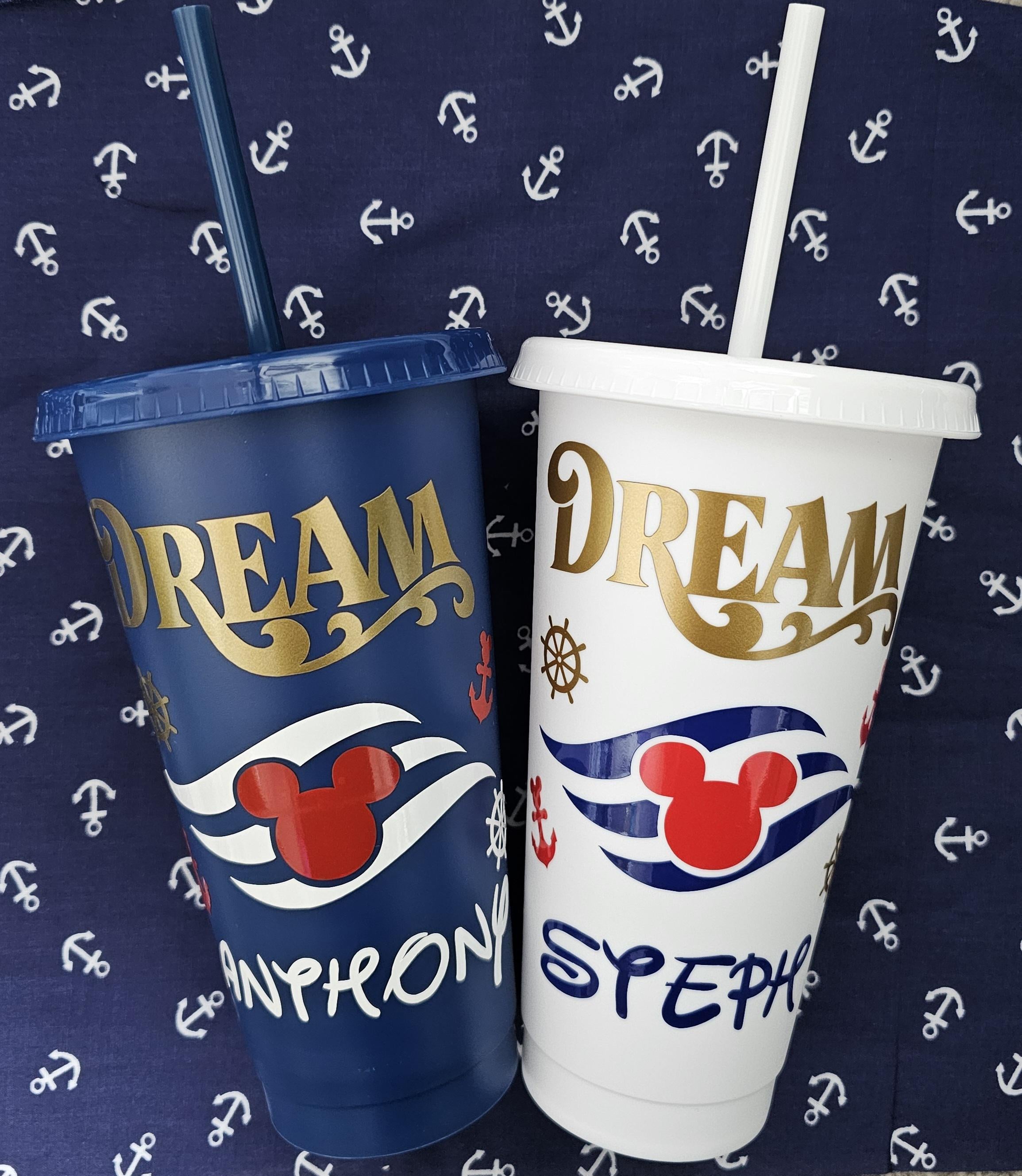 Cruise line cold cup with lid & straw - personalised tumbler