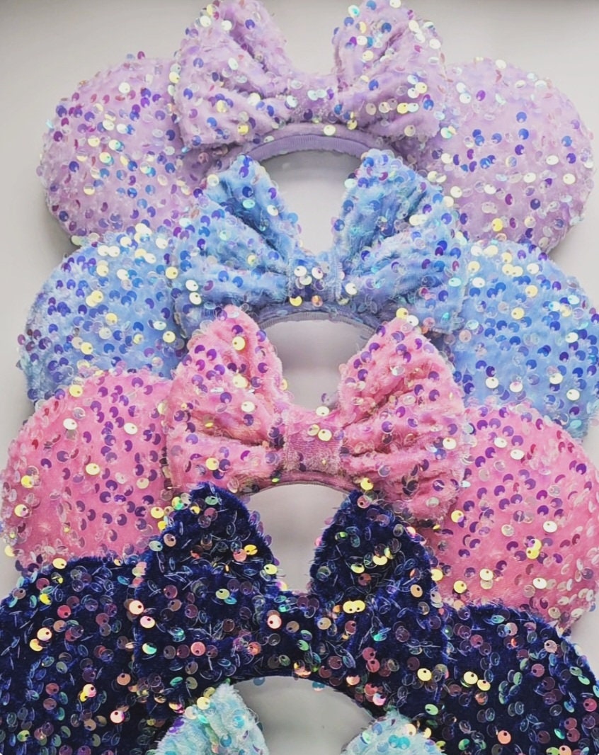Velour sequin - mouse ears headband