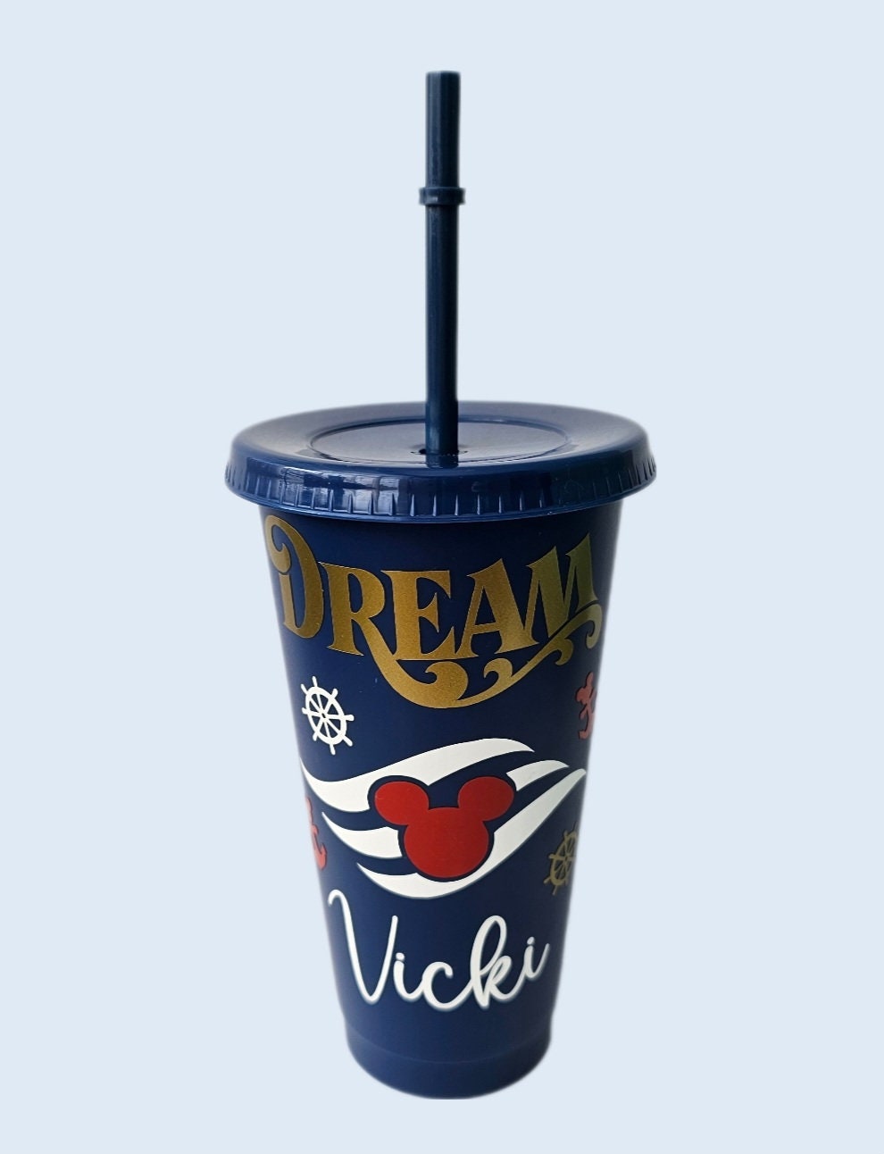 Cruise line cold cup with lid & straw - personalised tumbler