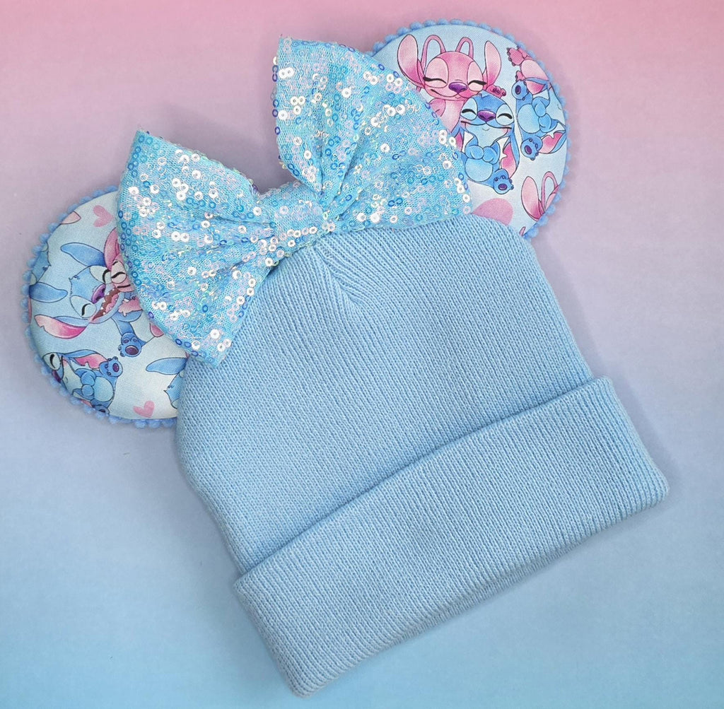 Stitch & Angel print mouse ears - Winter beanie hat
