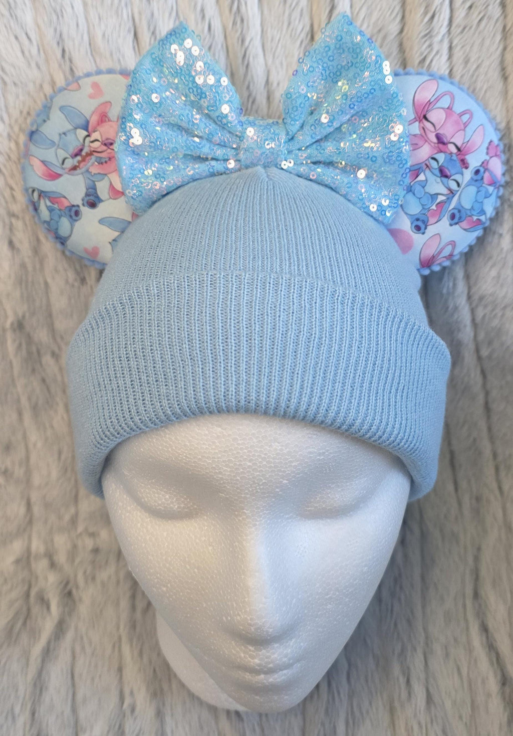 Stitch & Angel print mouse ears - Winter beanie hat