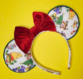 Christmas winnie the pooh print - mouse ears headband