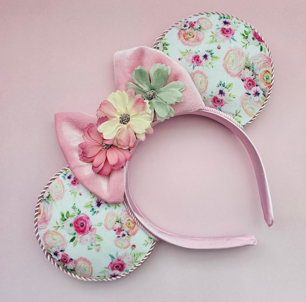 Pretty floral - mouse ears headband
