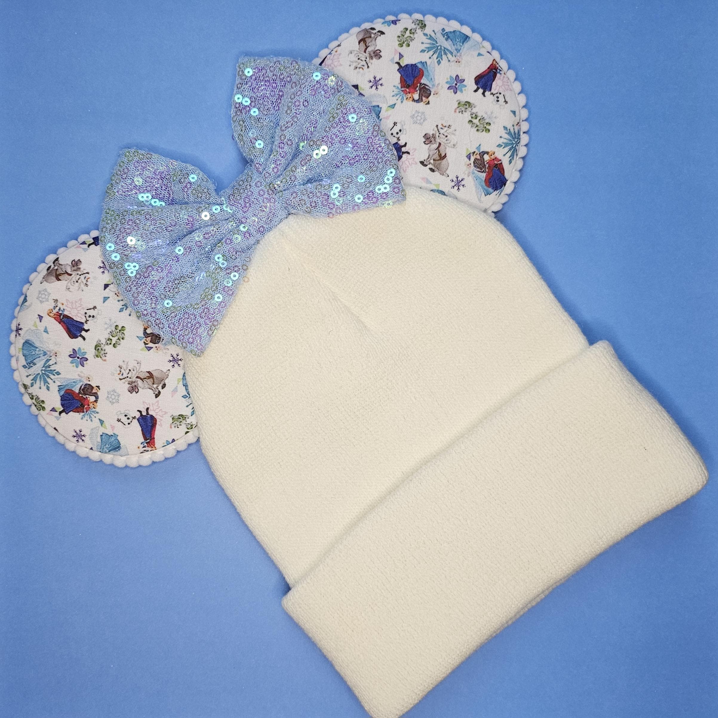 Frozen print mouse ears - Winter beanie hat