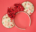 Christmas gingerbread print - mouse ears headband - ready to ship