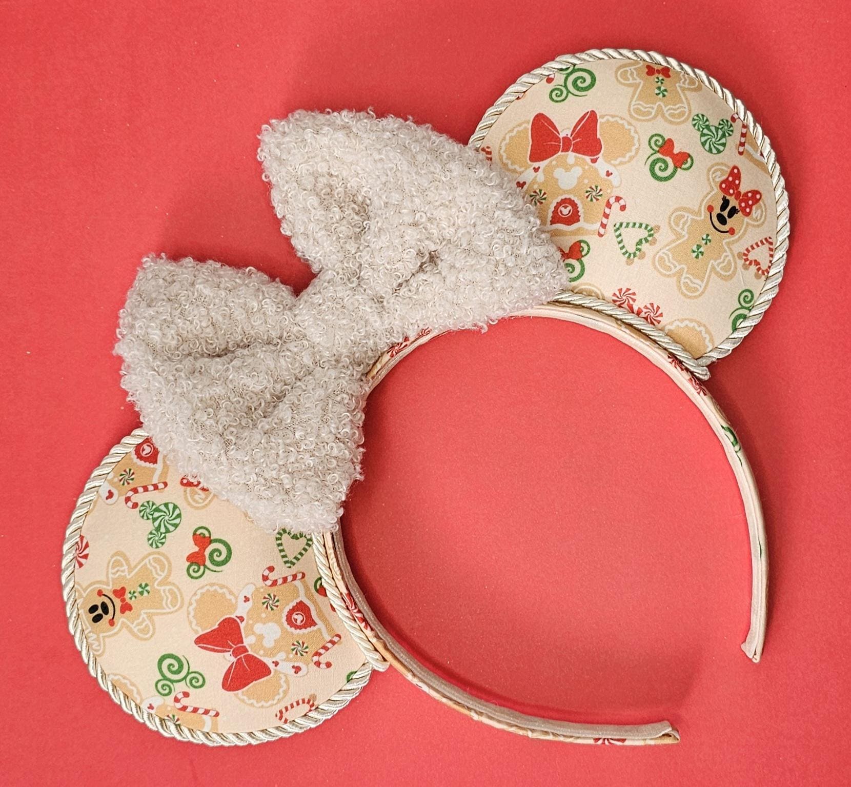 Christmas gingerbread print - mouse ears headband - ready to ship