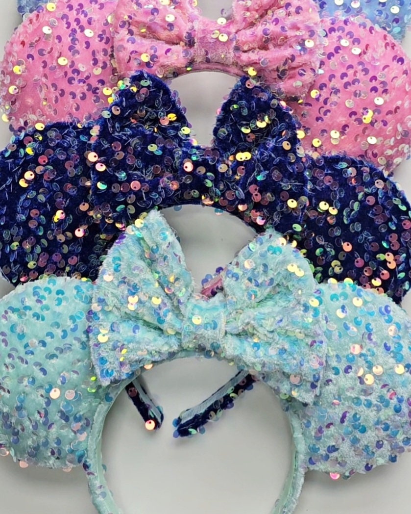 Velour sequin - mouse ears headband