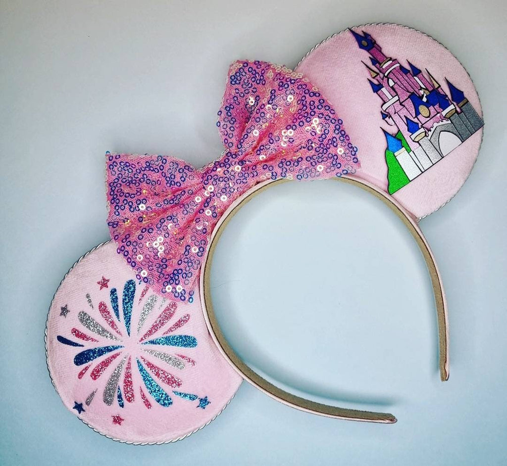 Pink castle - mouse ears headband