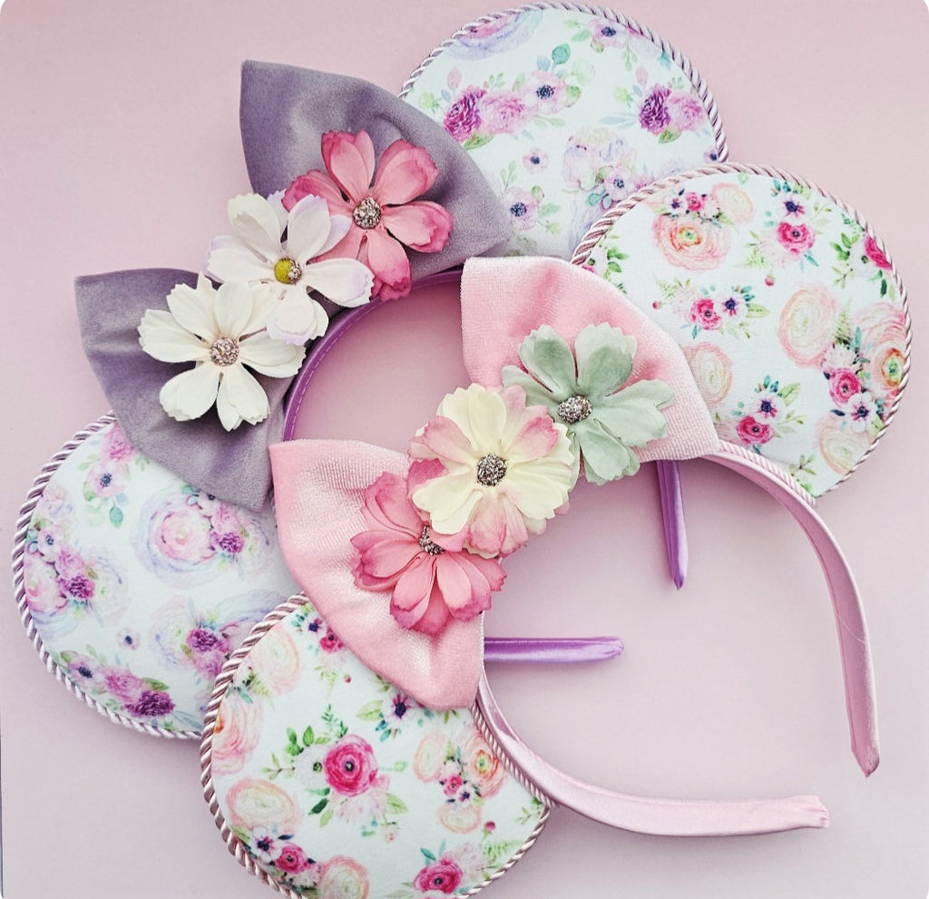 Pretty floral - mouse ears headband