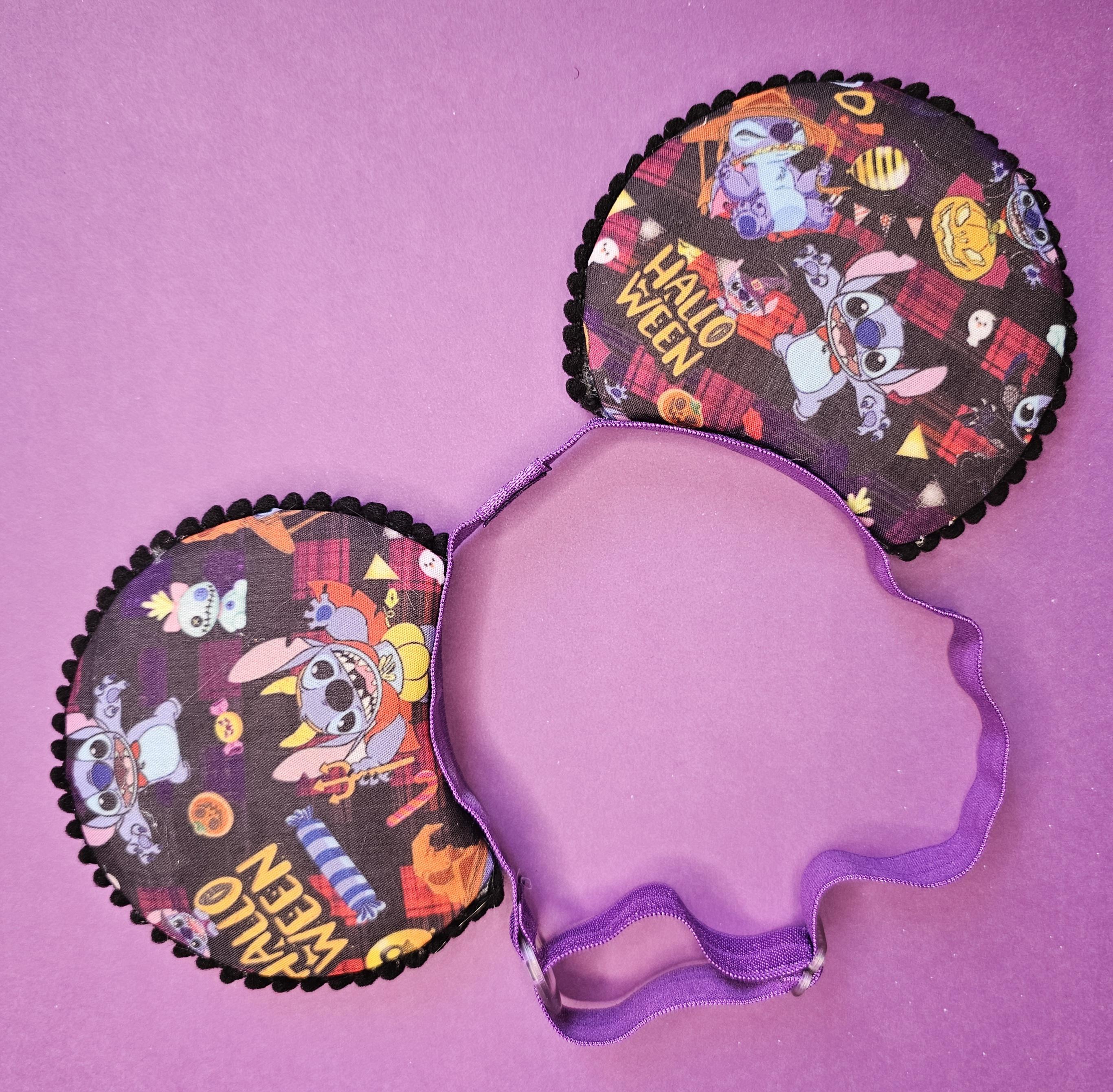 Stitch halloween print-  comfort mouse ears headband - ready to ship