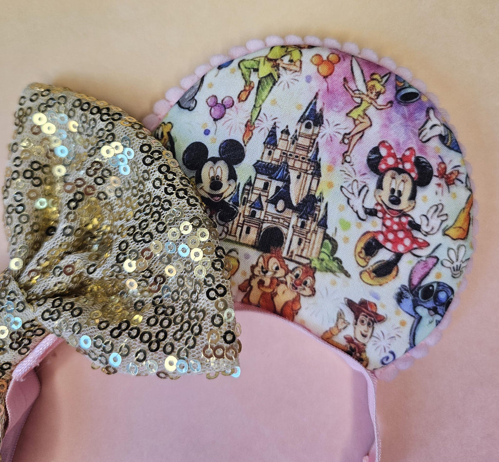 Magic kingdom castle print- mouse ears headband