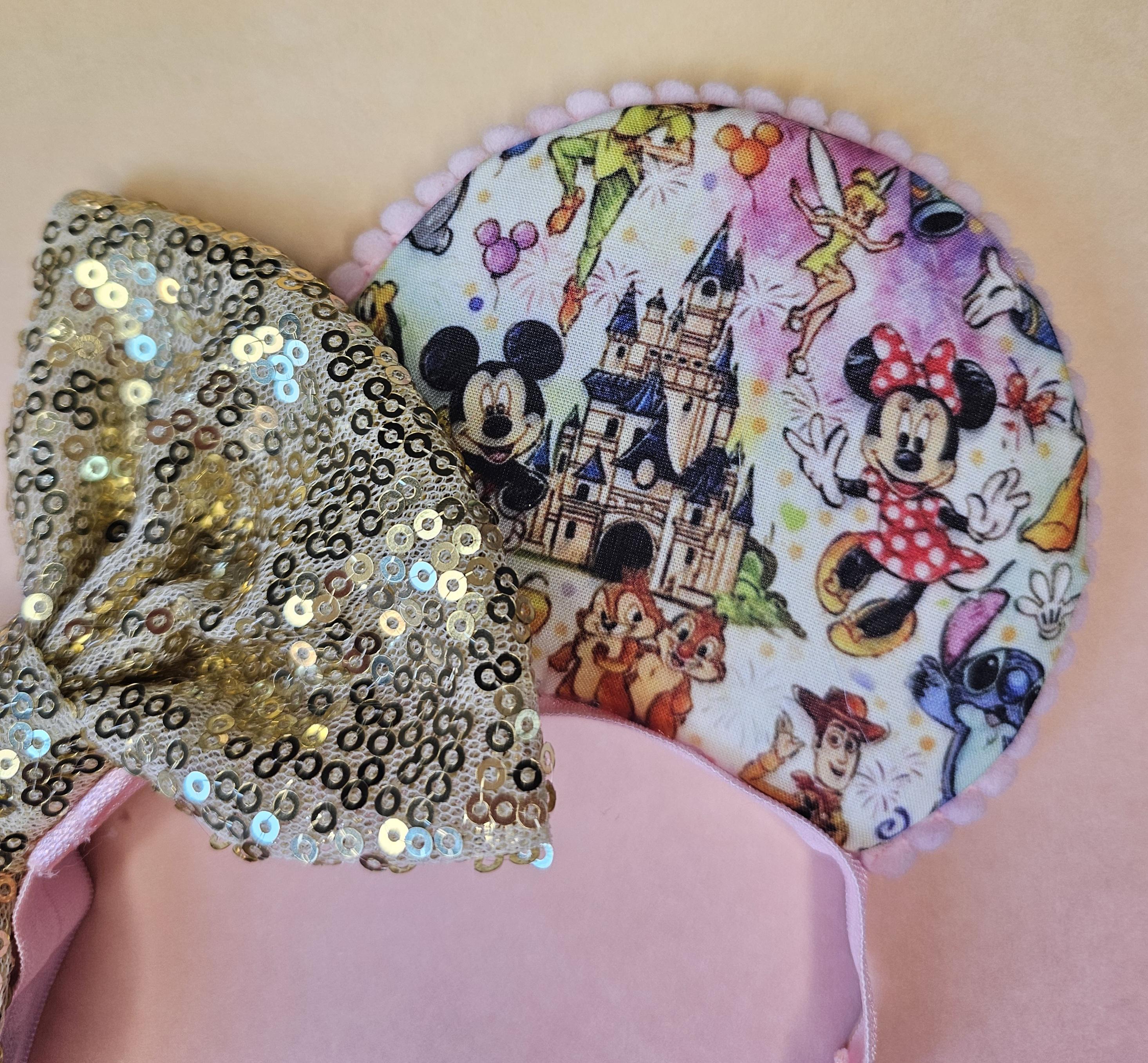 Magic kingdom castle print- mouse ears headband