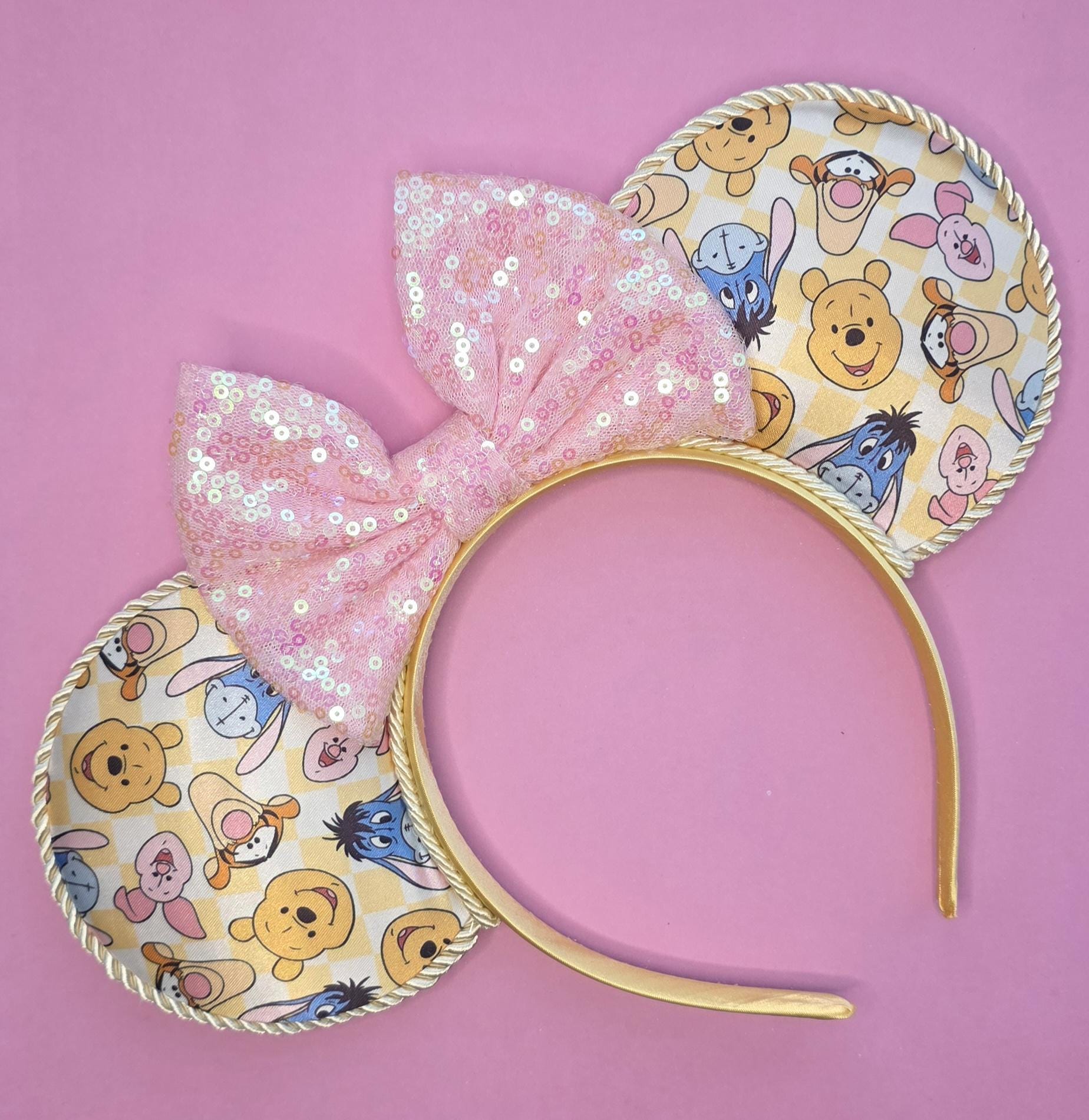 Winnie and friends satin print fabric - mouse ears headband