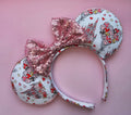 Castle & hearts print - mouse ears headband