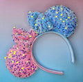 Make it pink/make it blue velour sequin - mouse ears headband