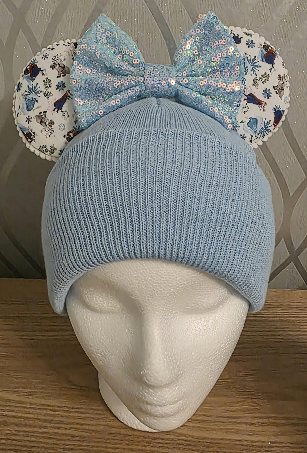 Frozen print mouse ears - Winter beanie hat