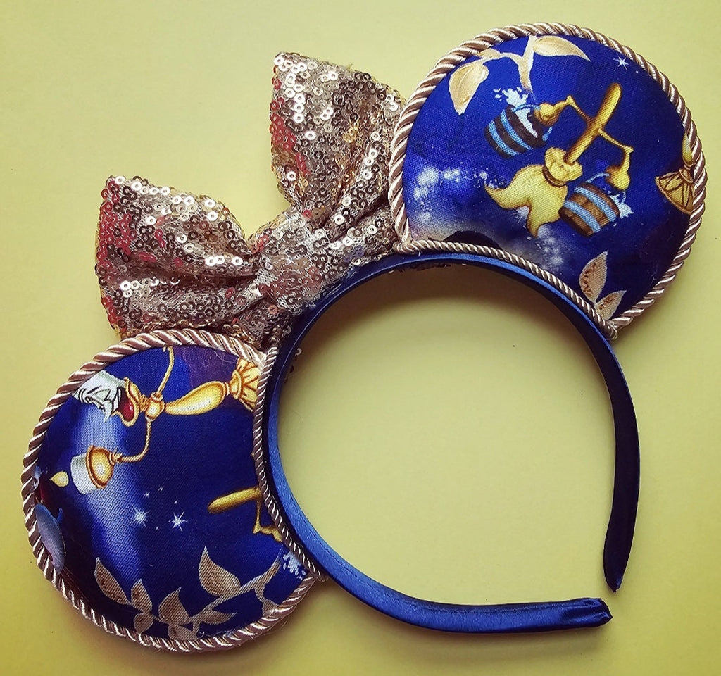 Beauty and beast print - mouse ears headband