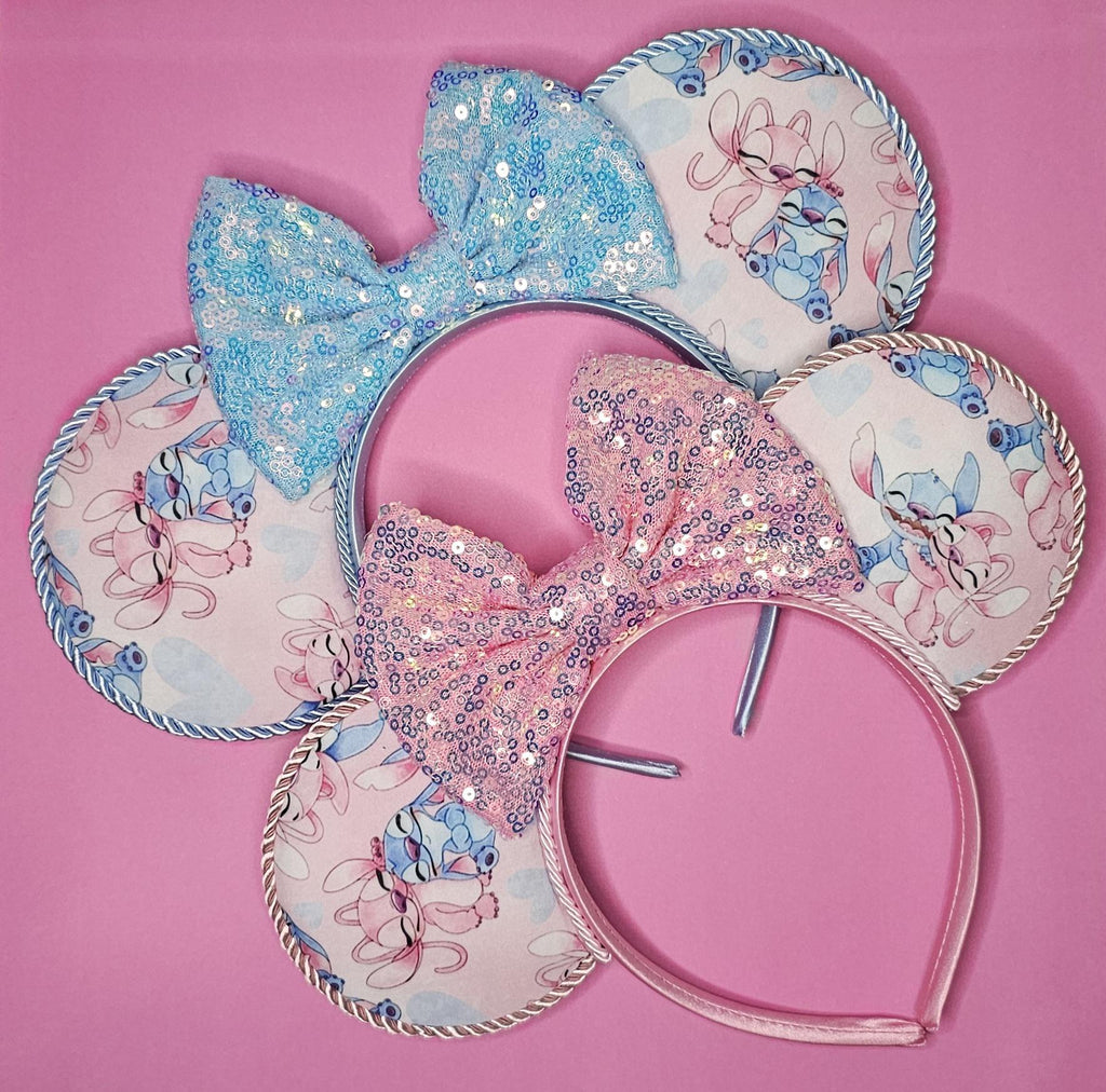Stitch and Angel print - mouse ears headband