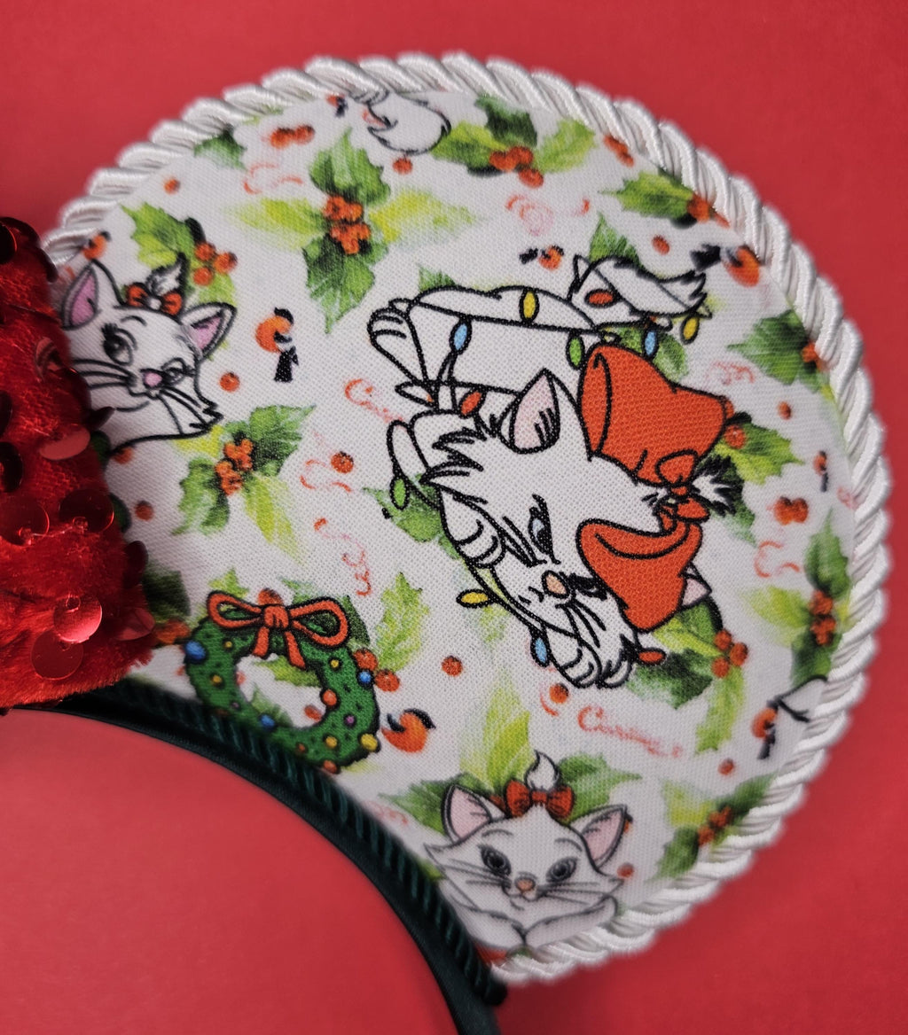 Christmas marie print - mouse ears headband