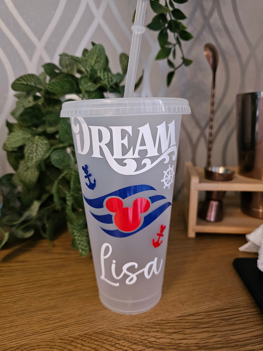 Cruise line cold cup with lid & straw - personalised tumbler