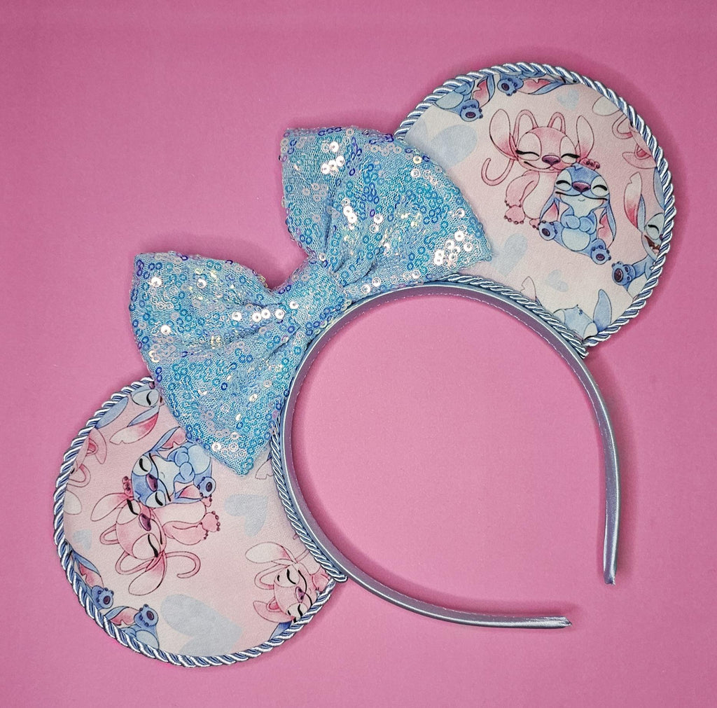 Stitch and Angel print - mouse ears headband