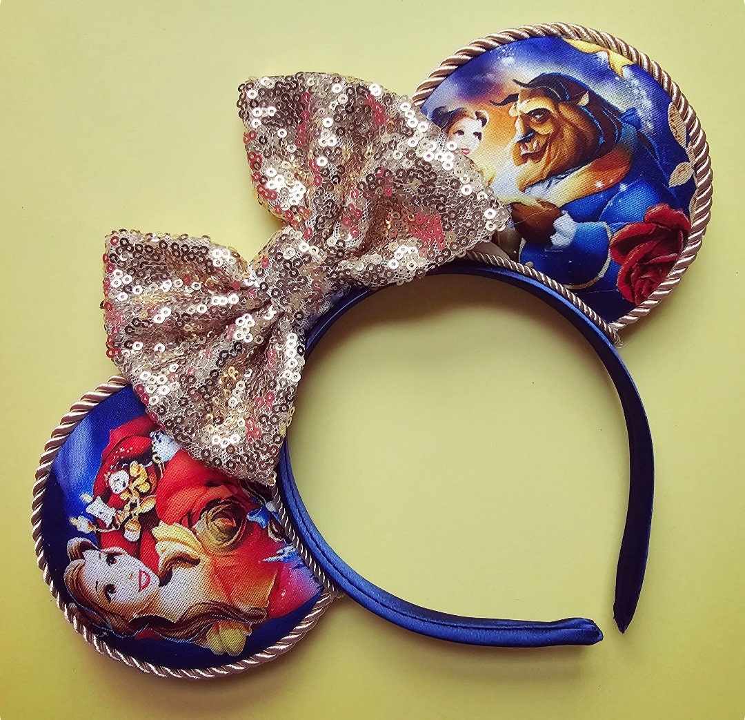 Beauty and beast print - mouse ears headband