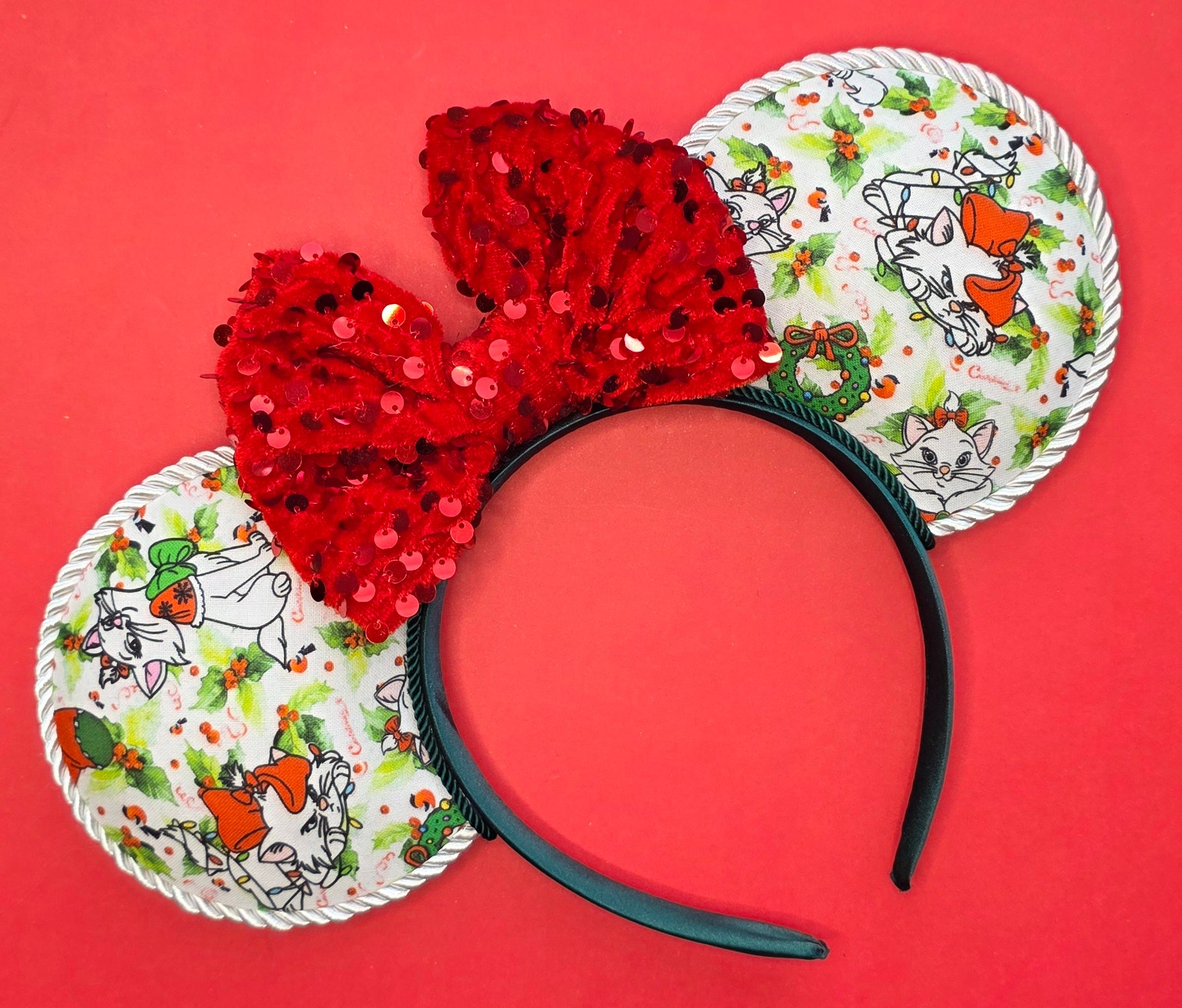 Christmas marie print - mouse ears headband - ready to ship