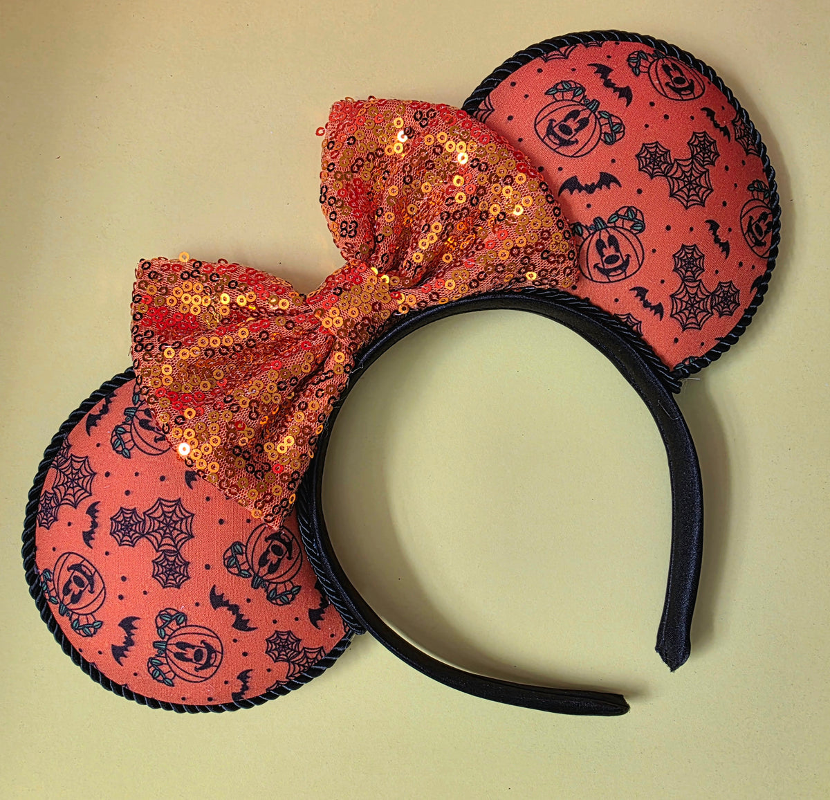 Halloween print orange ears - ready to ship