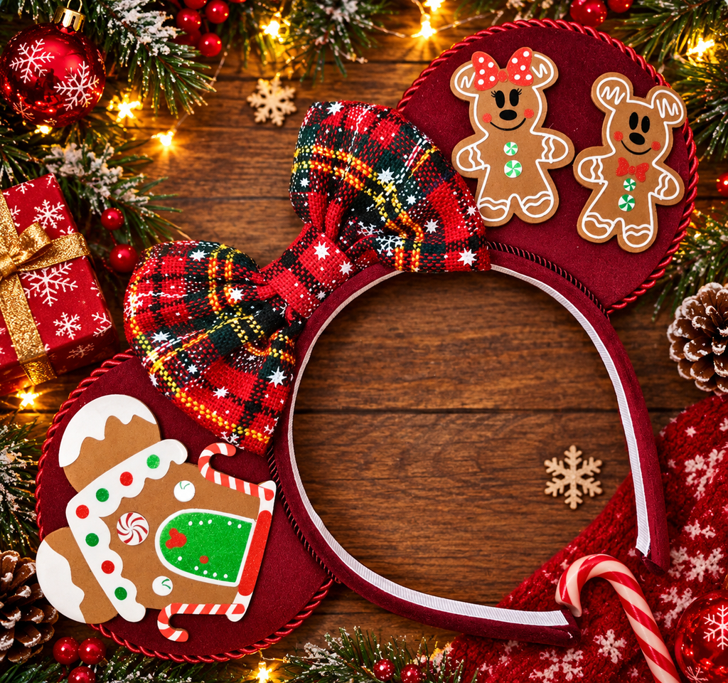 Red Gingerbread house christmas ears