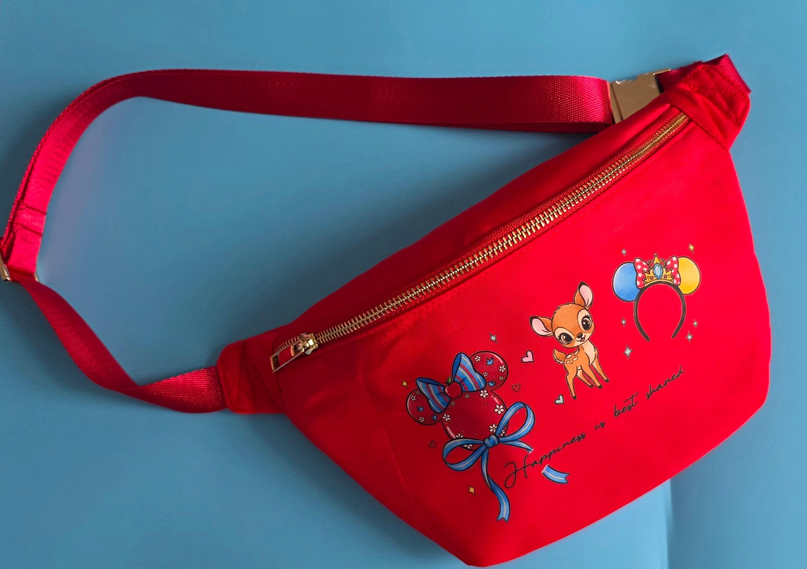 Bambi 'Happiness is best shared' red crossbody bag - ready to ship