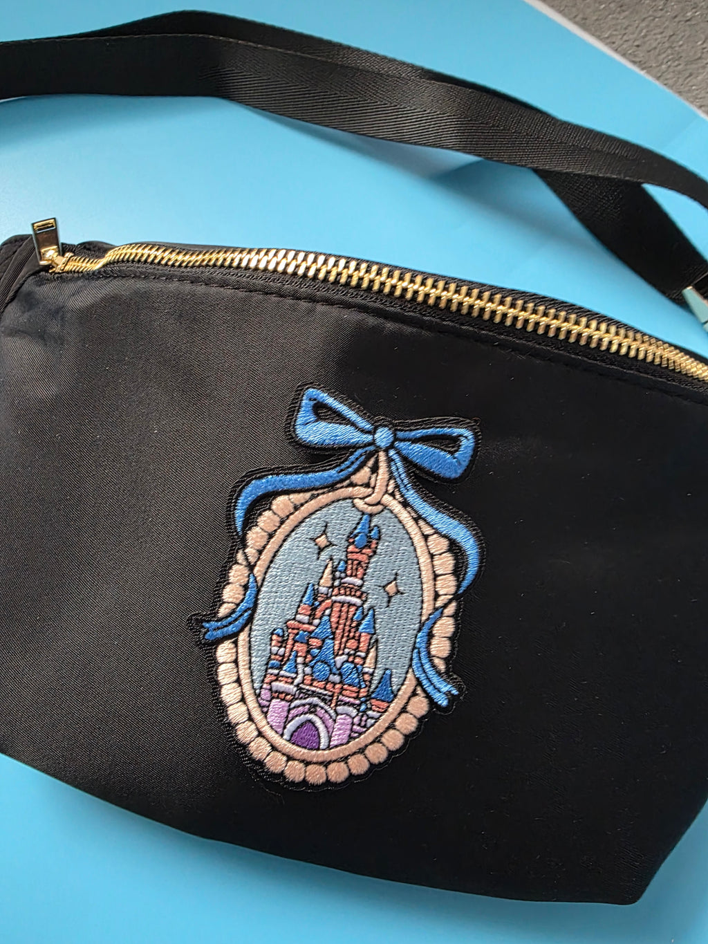 Disney castle patch crossbody bag