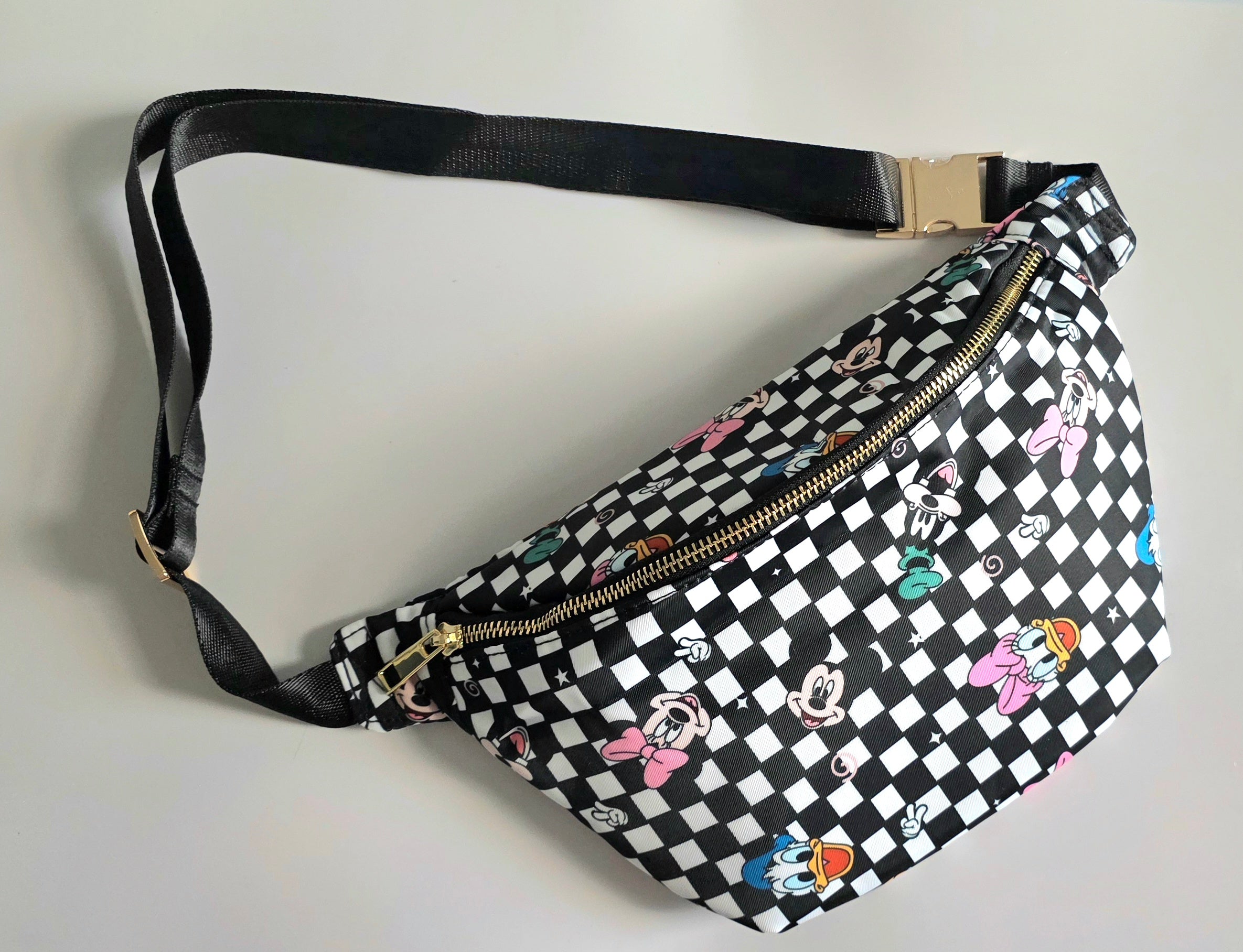 Black check mickey & friends crossbody bag