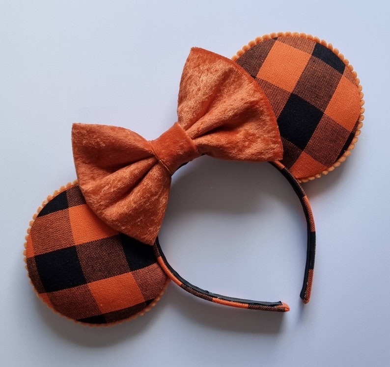 Halloween orange & black check ears