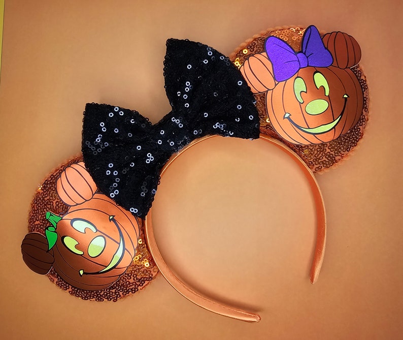 Halloween pumpkin mickey & minnie ears