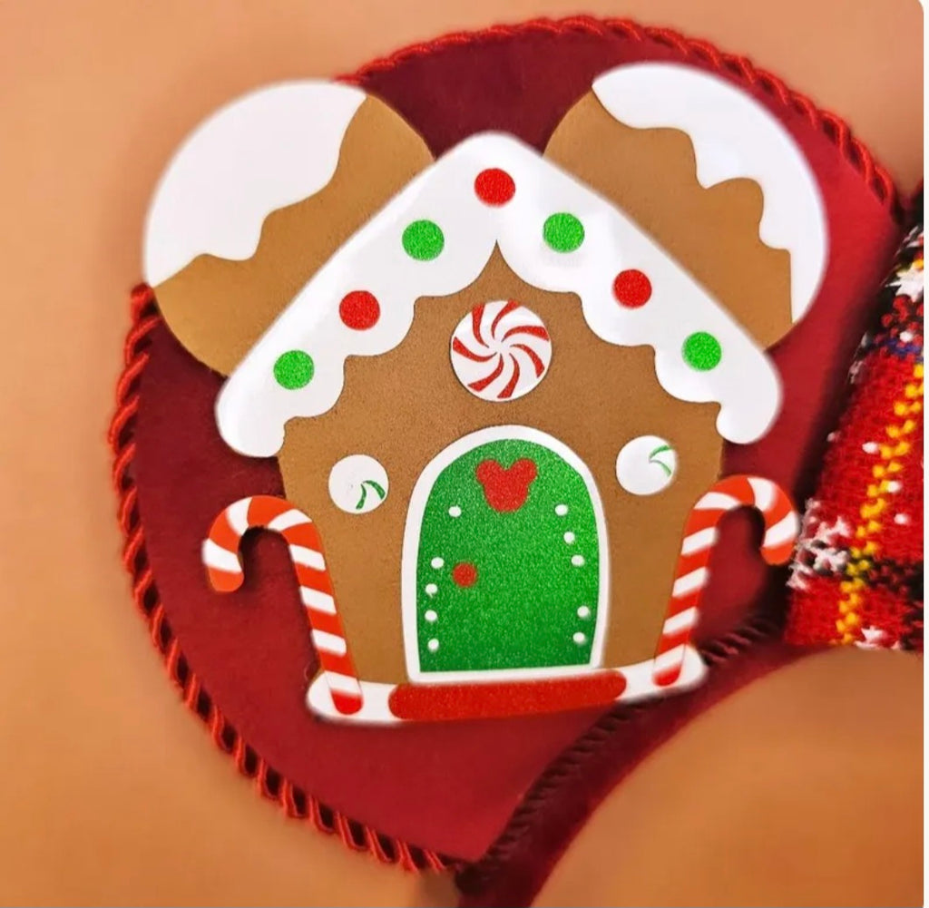 Red Gingerbread house christmas ears