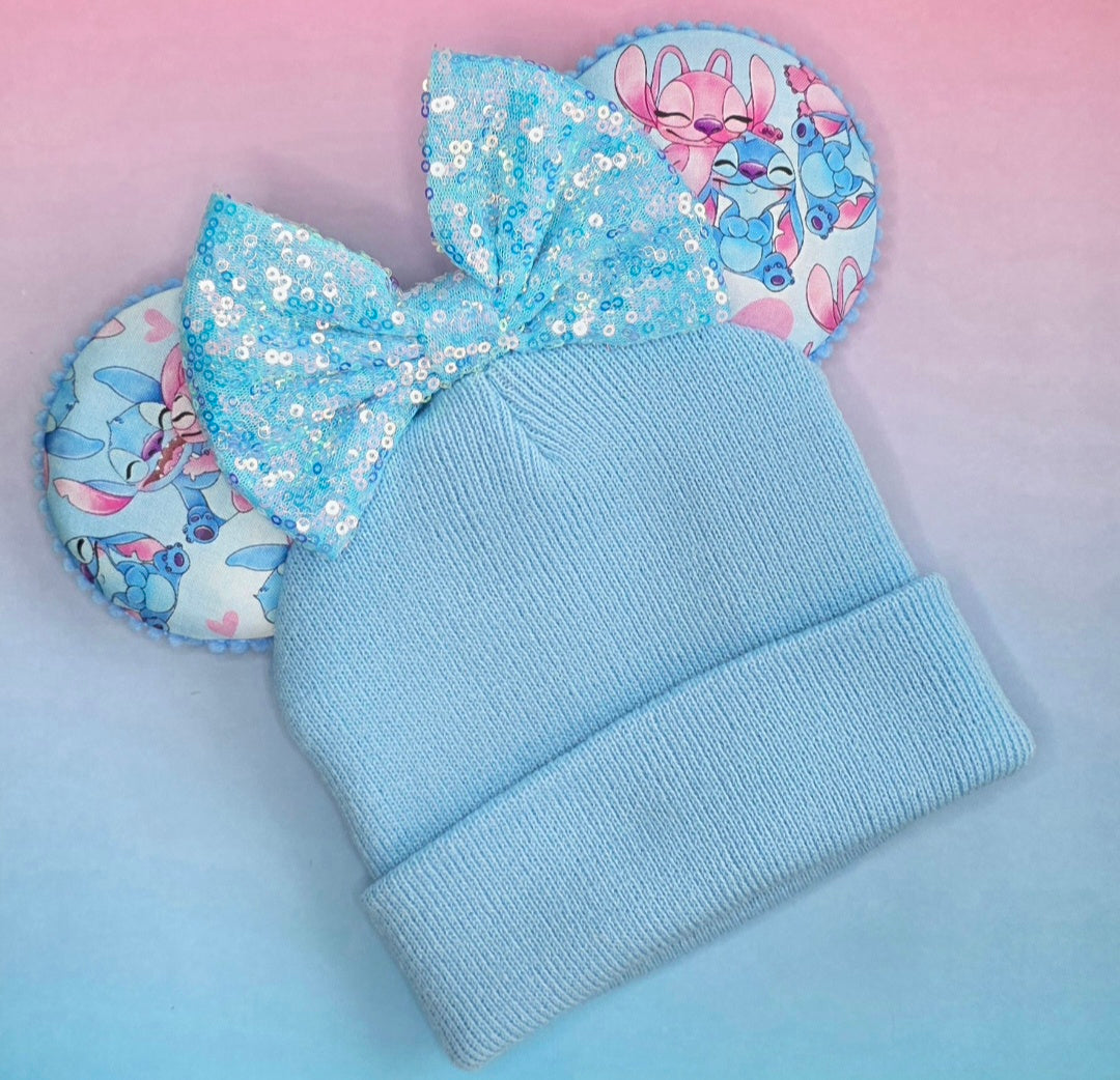 Stitch & angel print mouse ears -  to ship
